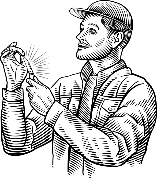 Illustration of a man with a knife